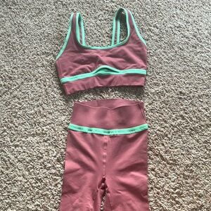Fabletics Pink and Green Leggings Set